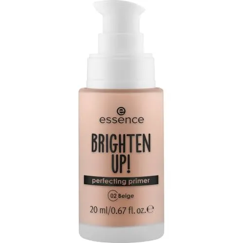 essence BRIGHTEN UP! perfecting primer, Nr. 02, Nude, feuchtigkeitsspendend, abdeckend, grundierend, natürlich, vegan, ohne Parabene, ohne Mikroplastikpartikel, Nanopartikel frei, 1er Pack (20ml)