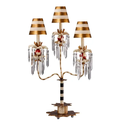Tischlampe Birdland mit 3 Armen, Creme und Gold