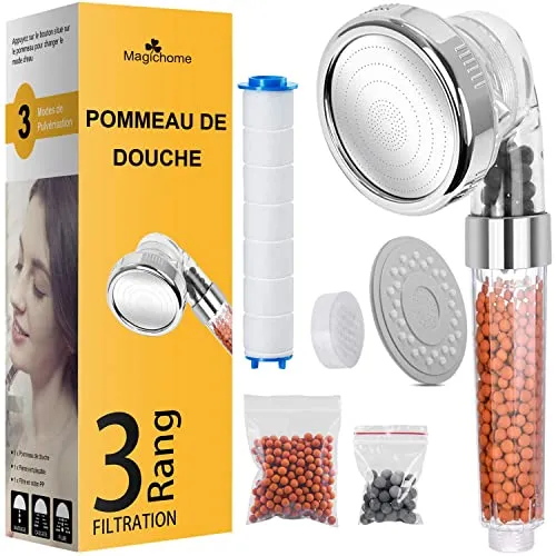Magichome Duschkopf mit Filter 3 Filtrationen Handbrause 3 Strahlarten