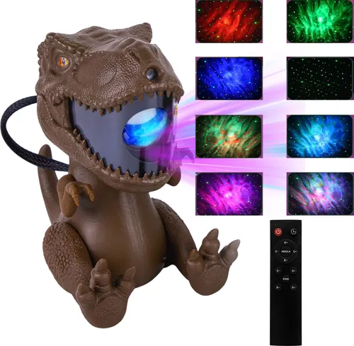 LED-Sternenhimmel Braun Dinosaurier Galaxie Sternprojektorlicht Timer mit Fernbedienung360° Verstellbarer Nachtlicht für Kinder,Freund,Familie