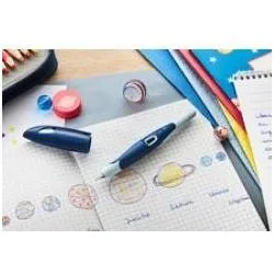 STABILO - Schulfüller ergonomisch für Linkshänder mit Anfänger-Feder A - EASYbirdy 3D DreamWorld Special Edition in blau - inkl. Patrone