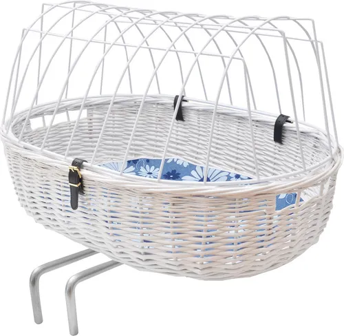 Aumüller Tierfahrradkorb – Weißer Fahrrad-Tierkorb für Haustiere - Fahrradtaschen für Hunde, Katzen und Kaninchen, inkl. Klickfix für einfache Montage, sicher bis 10 kg, ideal für Ausflüge mit Ihrem Liebling.