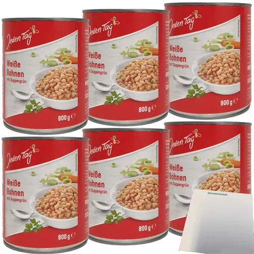 Jeden Tag Weiße Bohnen mit Suppengrün 6er Pack 6x800g Dose usy Block