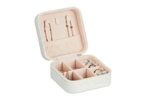 relaxdays Schmuckkasten Schmuckkästchen für Reisen, weiß in weiß von Relaxdays