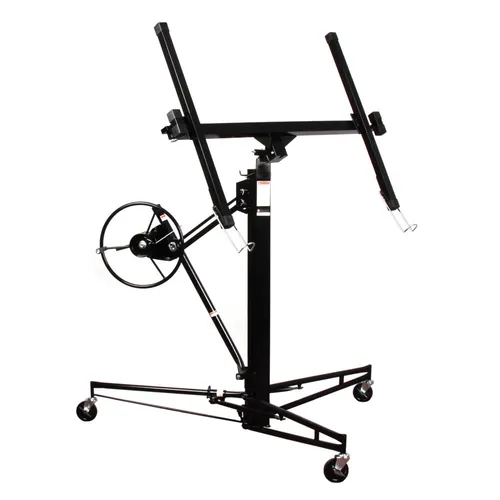 Plattenheber Trockenbau klappbar XXL - Rigipsplatten Montagehilfe - Plattenheber für Trockenbau mit 2 Haltewinkeln und Vollgummirollen, max. Belastbarkeit 68 kg, höhenverstellbar von 140-335 cm, ideal für sicheres Arbeiten mit Rigipsplatten.