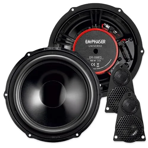 EMPHASER EM-VWF3 - Plug & Play 3-Wege Lautsprechersystem für VW T5, 100 W RMS, perfekter Klang und einfache Montage