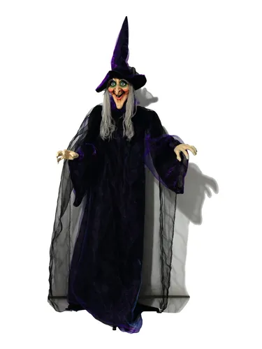 Europalms Halloween Figur Hexe mit Motor, Sound und LED - Kategorie: Figuren, beeindruckende Halloween-Dekoration mit motorisierten Bewegungen, gruseligem Sound und leuchtenden LED-Effekten.