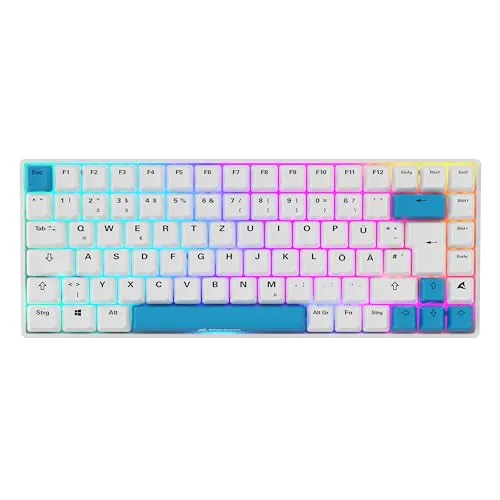Sharkoon Skiller SGK50 S3 PBT Weiß - RGB Gaming Keyboard mit Gateron G PRO 3.0 Yellow, 75% Layout und anpassbarem Tippgefühl für ultimativen Gaming-Komfort