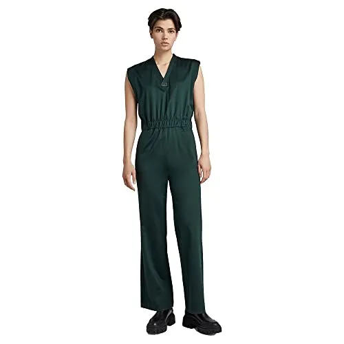 G-STAR RAW Damen Wide Leg V-Neck Jumpsuit, Grün (laub D22370-C813-4287), S
