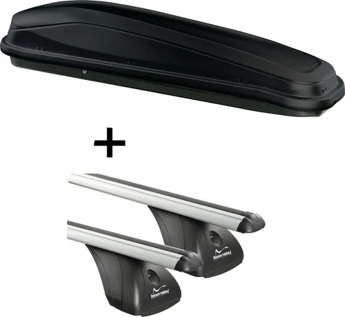 Skibox JUEASY300 mit VDP Dachträger für VW Golf V (3-Türer) - Praktisches Dachboxenset mit 300 Litern Stauraum und sicherem Bügelsystem. Ideal für bis zu 6 Ski oder 2 Snowboards. Montage ohne Werkzeug, abschließbar und robust für stressfreies Reisen.