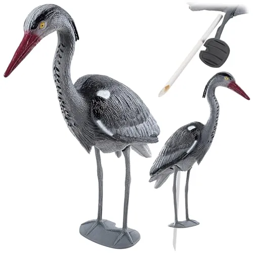 KADAX Graureiher, Reiherschreck aus Kunststoff, Stehende Dekofigur, Schutz gegen Fischreiher, Vogelschreck, Vogelscheuche, Vogelabwehr für Garten, Teich (70 cm)
