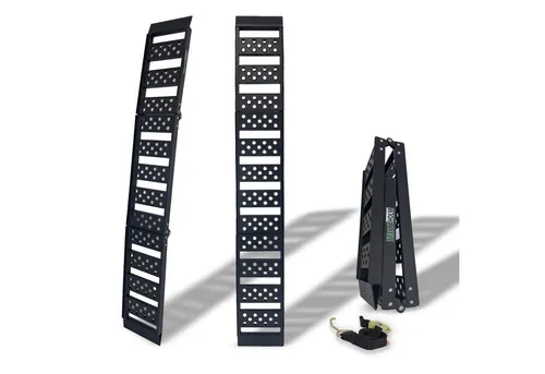 TRUTZHOLM Auffahrrampe 199cm - 2-fach klappbar, Traglast 340 kg - Auffahrrampe aus Aluminium, ideal für Motorräder und E-Bikes, mit praktischer Klappfunktion für einfachen Transport und Lagerung.