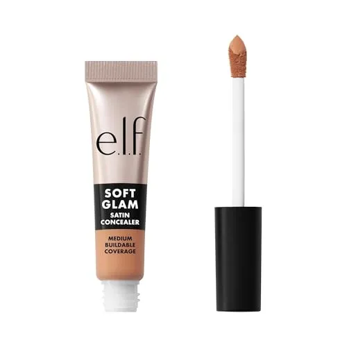 e.l.f. Soft Glam Satin Concealer, mittlere Deckkraft für Unreinheiten und Augenpartie, setzt sich nicht ab, langanhaltend, vegan und tierversuchsfrei, 35 Medium Cool