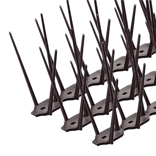 Konzept 11 - Vogelabwehr Spikes aus Kunststoff gegen Tauben, Katzen, Spatzen, Schwalben - Taubenabwehr für Balkon, Garten, Terasse - Vogelschreck 3-reihig, Set 6 STK.- Braun
