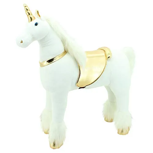 Sweety Toys 11315 Plüsch Stehpferd Einhorn - Stabiles Reitpferd mit Stahlunterbau, 110 cm hoch und bis 100 kg belastbar – ideal für kleine Reiter. Schwer entflammbar und antiallergisch.
