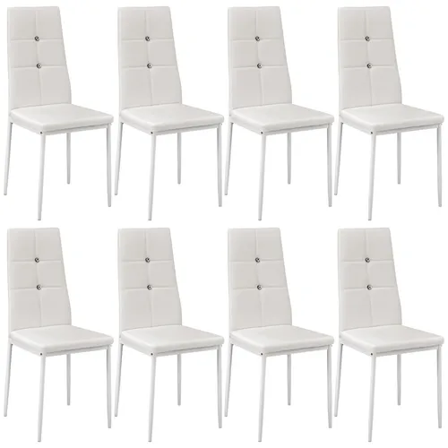 tectake® 8er Set Esszimmerstühle mit Glitzersteinen - Elegante Esszimmerstühle mit hoher Rückenlehne und funkelnden Glitzersteinen, ideal für gemütliche Mahlzeiten und gesellige Zusammenkünfte.