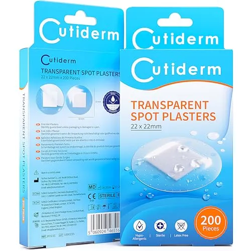 Cutiderm Kleine, runde Fleckenpflaster, transparent, 22 x 22 mm, 200 Stück pro Box