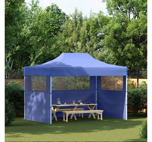 furnicato Faltbares Partyzelt 280x410 cm Blau – UV- und Wasserbeständig - Robustes faltbares Partyzelt für Outdoor-Events. Ideal für Partys, Hochzeiten und Festivals. Mit wasserbeständigem Dach und stabiler Konstruktion für einfachen Auf- und Abbau.