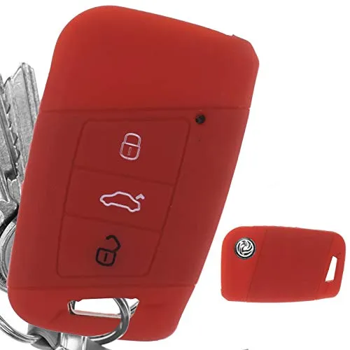 KEYLESS Schlüssel Hülle Rot Kompatibel mit VW Passat B8 Arteon Skoda Kodiaq