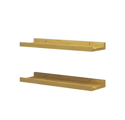 Vicco Bücherregal Linus 2er Set, Naturholz - Stilvolles Wandregal aus Bambus, ideal für Wohnzimmer. Offene Struktur schafft Stauraum und passt perfekt zu anderen Linus-Möbeln.