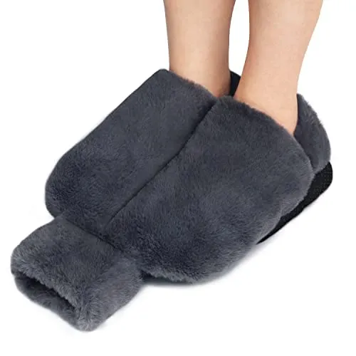 Tgkoddo Fußwärmer Ohne Strom, 2L Groß Wärmflasche füße, 2 in 1 Fußwärmflasche für Damen/Herren/Erwachsene, Super Weich und Warm Fußheizung Pads für die Kalte Füße im Winter (Grau,36x30cm)