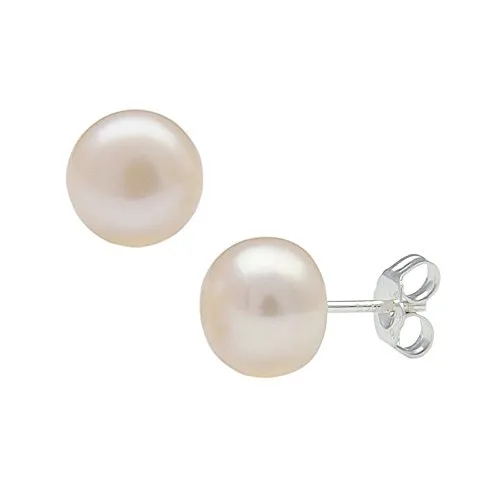Perlen Stecker Ohrstecker, 925 Silber, SüÃŸwasser-Zuchtperlen rose Perlenstecker ca. 8,5-9,0 mm