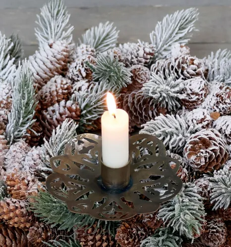 Kerzenhalter mit Spieß antik messing Vintage Landhaus Shabby Chic Antique