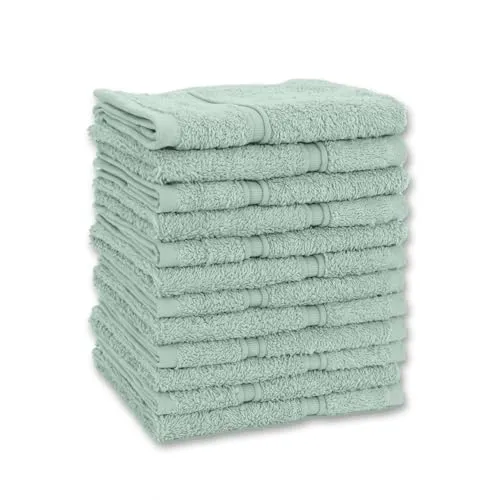 Vency Premium 12er-Pack Gästehandtücher Handtücher für Gesicht und Hände – 100% Baumwolle, weich und saugfähig – 30x30 cm, Hellgrau