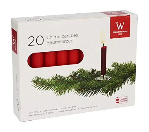 Baumkerzen Rot - Christbaumkerzen 96 x 13 mm, 20 Stück - Hochwertige rote Baumkerzen aus 100% Paraffinwachs, ideal für festliche Weihnachtsdekoration. Verpackungseinheit mit 20 Stück für stimmungsvolles Ambiente.