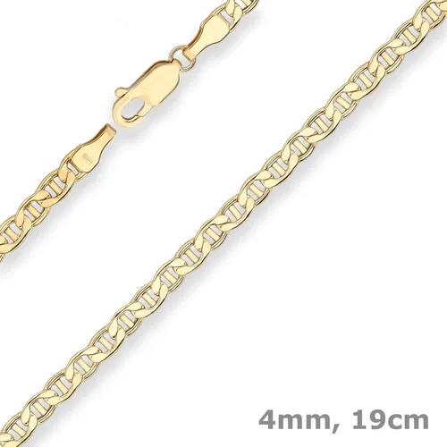 Schmuck Krone Goldarmband 4mm - Edles 375 Gelbgold - Elegantes 4mm Panzerstegkette Armband aus 375 Gelbgold, 19cm lang. Ideal für besondere Anlässe oder als stilvolles Accessoire. Hergestellt in Deutschland und in einem passenden Schmucketui geliefert.