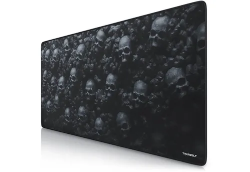 Titanwolf Gaming Mauspad XXL Speed Mousepad 900 x 400 x 3 mm, große Tischunterlage, rutschfest, abwaschbar, Geschwindigkeit & Präzision, Skulls