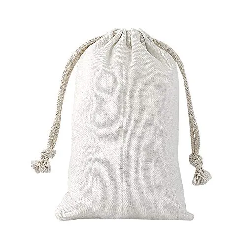 SumDirect 20 Stück Baumwolltasche Stoffbeutel Muslin Tasche mit Kordelzug, Baumwolle Säckchen Baumwollbeutel 10x15cm