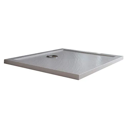 Idralite Duschwanne 120x80x4 mit Erhöhte Kante Rechteckig Weiß mit Stein-Effekt mod. Flower