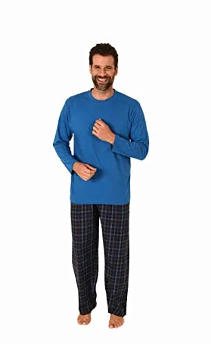 Herren Schlafanzug lang Pyjama Set mit Flanell Hose