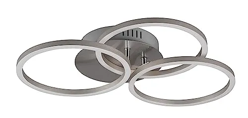 Reality Leuchten LED Deckenleuchte Circle R62823107 - Moderne LED Deckenleuchte aus Metall in Nickel matt, dimmbar und mit Farbwechsel-Funktion. Inklusive 27 Watt LED für optimale Ausleuchtung und energiesparend.
