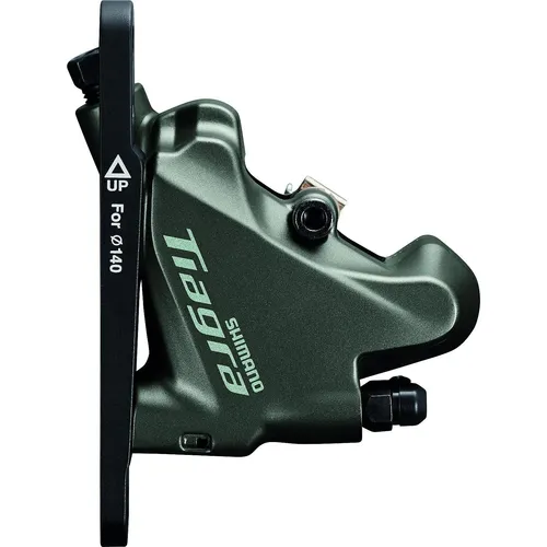 Shimano Tiagra Bremssattel Schwarz - Hydraulischer Flat Mount - Bremsarme für Rennräder, hydraulisch mit Kühlrippen für optimale Bremsleistung und verbesserte Wärmeableitung bei 140/160 mm Bremsscheiben.