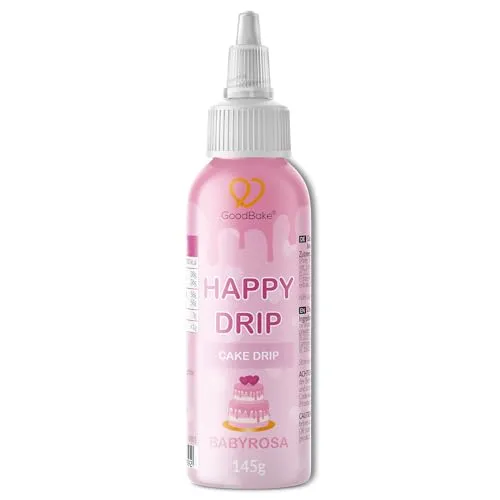 GoodBake Happy Drip Babyrosa 145g, Cake Drip, Kuchenglasur aus Schokolade zum Dekorieren & Verzieren für Kuchen, Torten, Donuts, glutenfrei