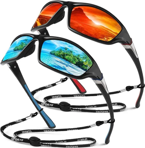 Sunier Polarisierte Sport Sonnenbrille Herren UV400 Cat 3 - Hochwertige polarisierte Sonnenbrille für Herren: Reduziert Blendung und verbessert die Sicht beim Sport. Leichter, bruchsicherer Rahmen für höchsten Tragekomfort und 100% UV400-Schutz für Ihre Augen.