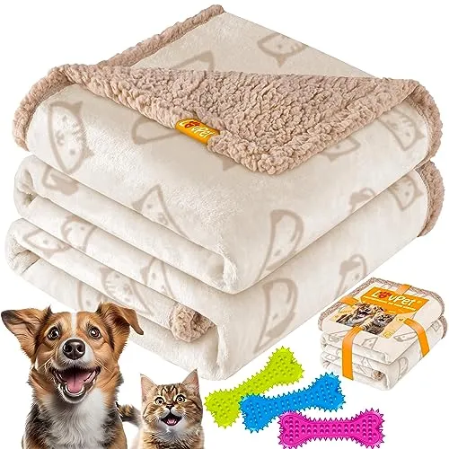 LOVPET® wasserdichte Hundedecke mit Spielzeugknochen - Hundebetten - Luxuriöse, wasserdichte Decke aus Sherpa Fleece, maschinenwaschbar und idealer Schutz für Sofas, inklusive 3 Spielzeugknochen für zusätzlichen Spaß.