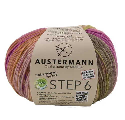 Austermann Step 6-fach Color Kuchenknäuel Häkelwolle, 410 m, wundrschöner Farbverlauf