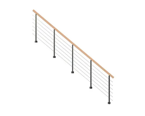 Starwood Treppengeländer Modell Kos für Stahltreppe-11 - Elegantes Treppengeländer aus pulverbeschichtetem Metall, flexibel montierbar und in verschiedenen Farben erhältlich. Ideal für eine sichere und stilvolle Treppenlösung.