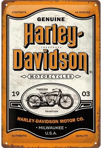 Nostalgic-Art Metallschild Blechschild 20 x 30cm Harley-Davidson - Genuine Motorcycles Milwaukee