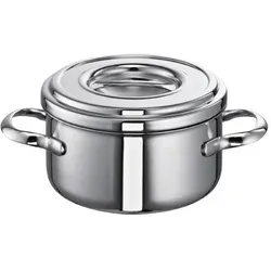 Schulte-Ufer 6301-16i Bratentopf Romana i, 16cm, 1,40 Liter, Silber - Kochtopf mit Allherd-Kupferboden, hochglanzpoliert und ideal für alle Herdarten, inklusive Induktion – perfekte Wärmeleitung und praktische Innenskalierung.