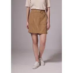 Sommerrock STREET ONE STUDIO, Damen, Gr. 36, braun (creamy braun), Stoff, 97% Polyester, 3% Elasthan, unifarben, gerade kniefrei, Röcke, mit Nieten
