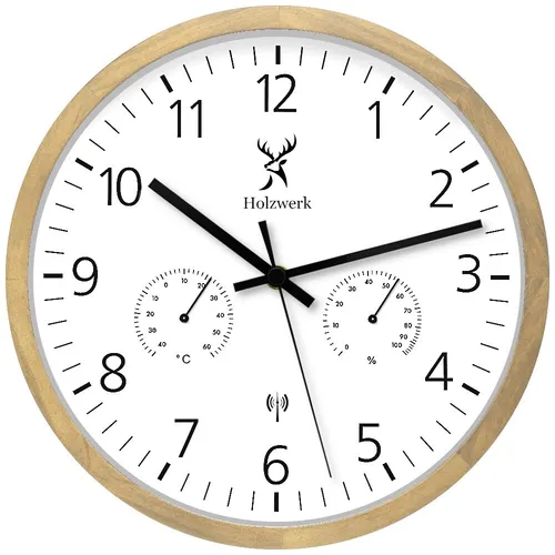 Holzwerk MEERSBURG Funkwanduhr in beige von Holzwerk