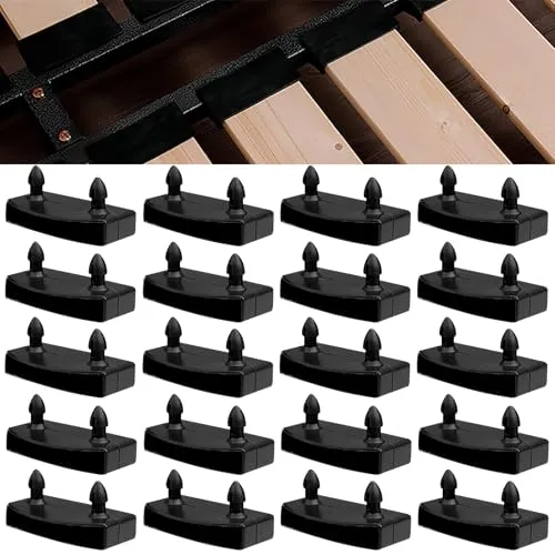 LEKEFETO 40 Stück Lattenrost Halterung 53 x 9 mm Bett Lattenrost Kappen, Seitenhalterungen-Kunststoff-Bettlattenhalter zum Halten und Befestigen von Holzlatten an Bettrahmen (Schwarz)