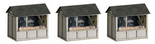 Noch H0 66412 Weihnachtsmarktbuden - Detailreiche Weihnachtsmarktbuden für Ihre Modelllandschaft, ideal für die festliche Gestaltung im Modellbau.