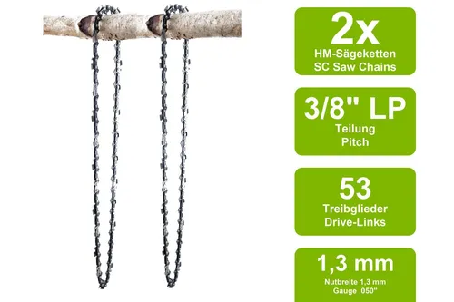 Sägeketten passend für Black & Decker GK1935T | 35cm 3/8LP 53TG 1,3mm 2