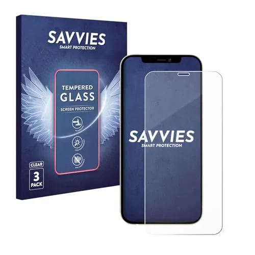 Savvies Panzer Schutz Glas für Apple iPhone 12 Pro (3 Stück) 9H Hartglas, Anti-Fingerprint, Displayschutz
