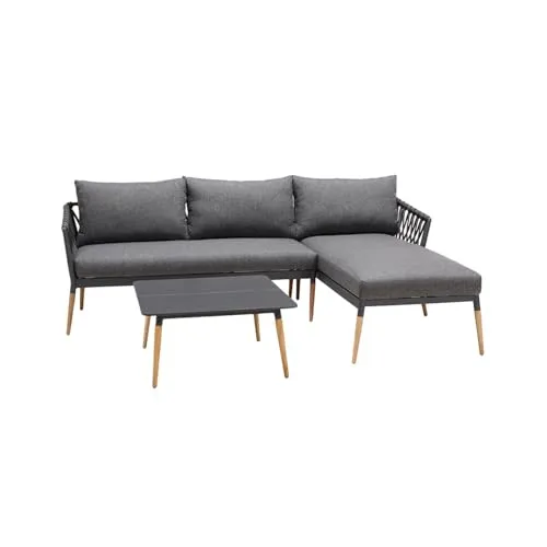 Produktbild Riess Ambiente Outdoor Gartenlounge Ipanema 240cm anthrazit Aluminium Teakholz wetterfest Lounge Terrassenlounge Balkonbank Sitzecke L-Form Relaxlounge